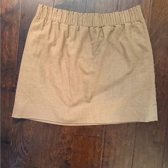 J Crew Factory Elastic-Waist Tan Mini Skirt Wool Blend Size 12 - Picture 2 of 3